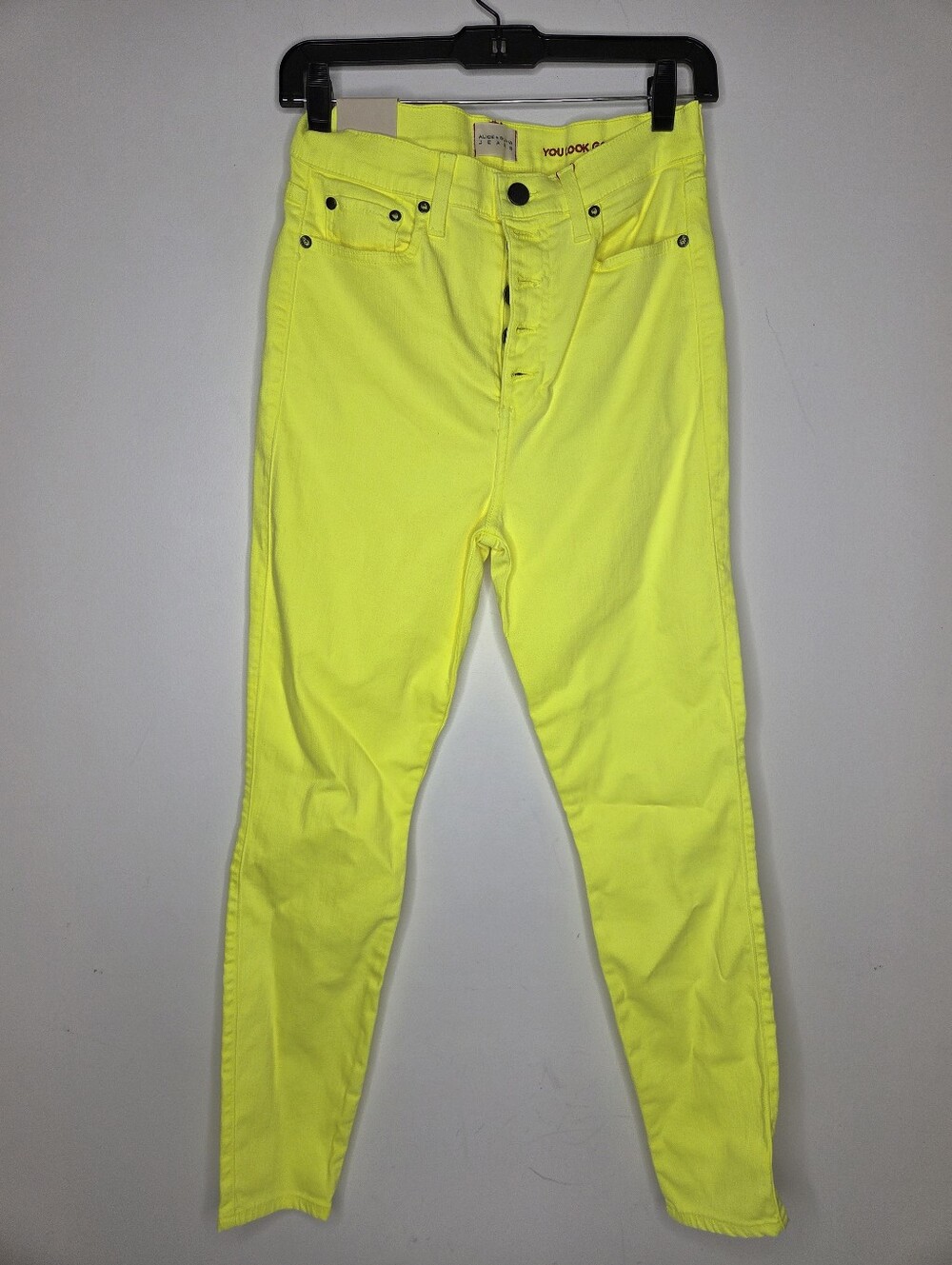 Alice + Olivia Size 29 Skinny Jeans High Waist In Neon Lime